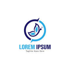 Butterfly logo template design. Minimalist Butterfly logo with modern frame vector design