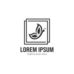 Fototapeta premium Butterfly logo template design. Minimalist Butterfly logo with modern frame vector design