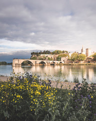 Naklejka premium Pont d'Avignon au coucher du Soleil