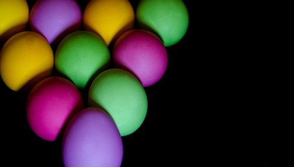 easter eggs on black background