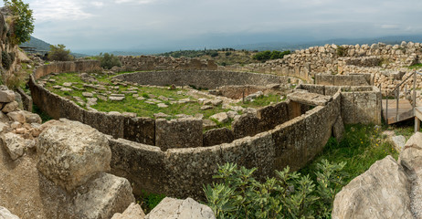 Fototapeta na wymiar Ruins of ancient Olimpia. Greek archeological site.