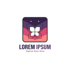 Butterfly logo template design. Minimalist Butterfly logo with modern frame vector design