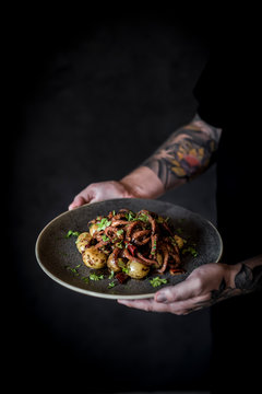 Saut?ed octopus with potatoes