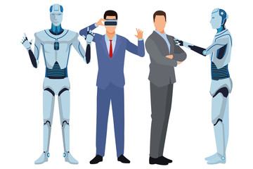 humanoid robot and businessmen