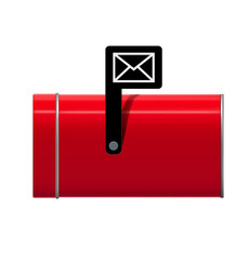 Red mailbox with envelope. Can be use for subscribe menu. Vector element. Ready for your design. EPS10.