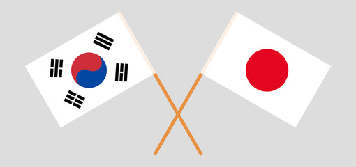 South Korea and Japan. The Korean and Japanese flags. Official colors. Correct proportion. Vector