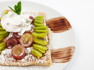 cake with cream and fruits