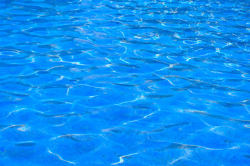 Blue water surface with highlights and ripples. Abstract natural background.