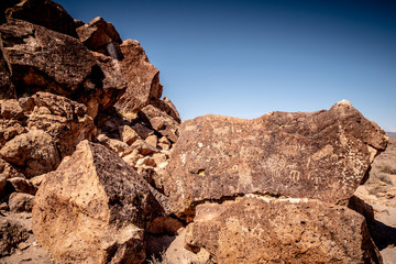 Petroglyphs at Chalfant Valley in the Eastern Sierra - travel photography