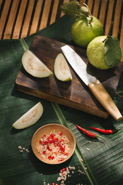Fresh guava with salt mix chili