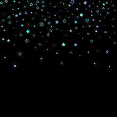 Blue, cyan, turquoise glitter stars, confetti.