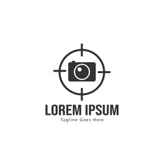 Photography logo template design. Photography logo with modern frame isolated on white background