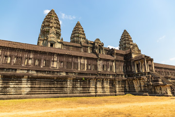 Fototapeta na wymiar Inside Angkor Wat temple ruins. Travelling Cambodia. Siem Reap.