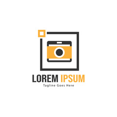 Photography logo template design. Photography logo with modern frame isolated on white background