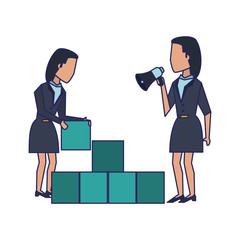 Fototapeta premium Business teamwork workers avatar blue lines