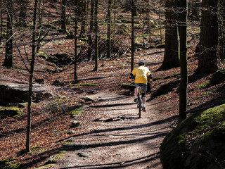 Mountain biking on a trail