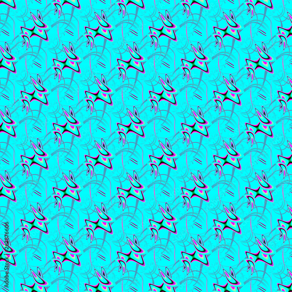 Aufkleber seamless abstract pattern on turquoise background. fractal generated by competrom. flying discs mode
