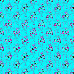 Seamless abstract pattern on turquoise background. Fractal generated by competrom. Flying discs Modern futuristic pattern. Fractal graphics for creative graphic design