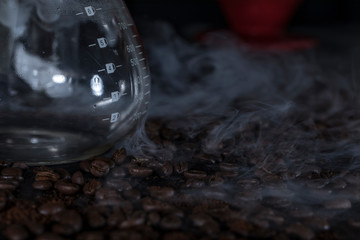 hot coffee beans under the chemex