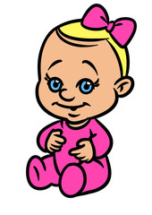Little baby kid pink girl overalls character cartoon illustration isolated image 