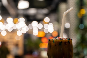 Chocolate Milk and Whipped Cream on Colorful Background