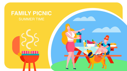 Summertime Barbeque Party Flat Banner Template