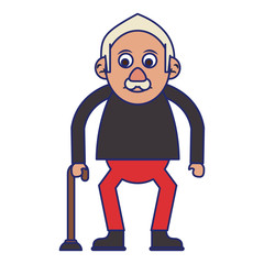 Elderly man grandfather isolated isolated blue lines