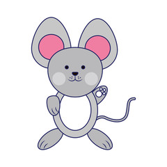 Mouse cute animal blue lines