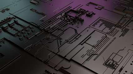 3D illustration of motherboard
