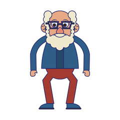 Elderly man grandfather isolated isolated blue lines