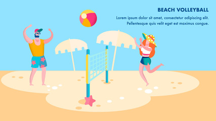Beach Volleyball Competition Flat Banner Template
