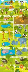 Muurstickers cartoon scene with zoo and tropical animals - illustration for children © agaes8080