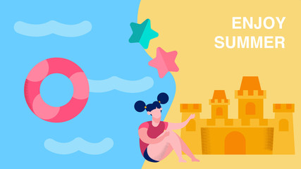 Children Summer Vacation Camp Flat Banner Template