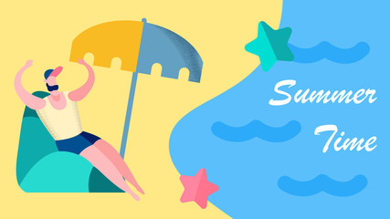 Seaside Resort Vacations Flat Banner Template