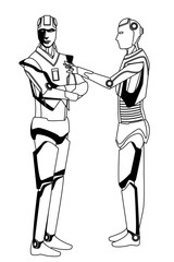 humanoid robots avatar black and white