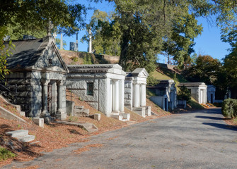 Crypts in Hollywood cemetery, Richmond, Virginia, US, 2017.