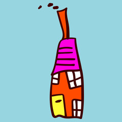 Kids painted houses in doodle style.