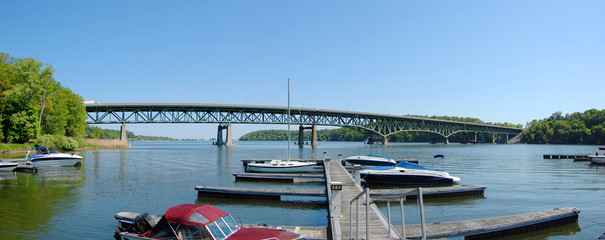 Irondequoit Bay Bridge span Irondequoit Bay in Irondequoit, Monroe County, New York State, USA.