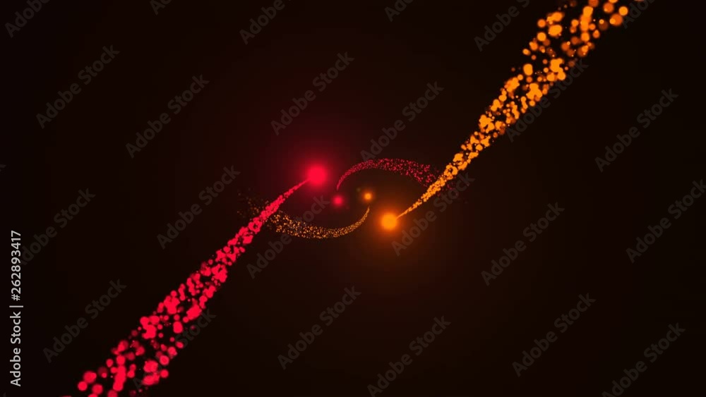 Poster energy spiral particles are in the space, modern abstract 3d rendering background, bright computer g