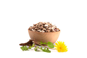 Bowl of Dandelion Root an Alternative Medicine