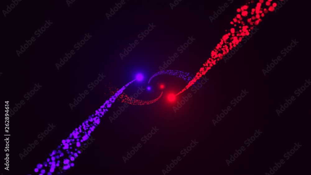 Poster energy spiral particles are in the space, modern abstract 3d rendering background, bright computer g