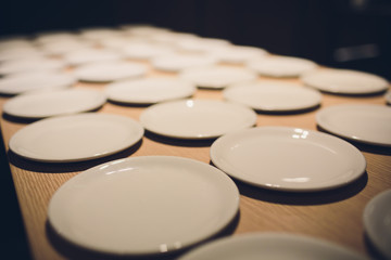 Obraz na płótnie Canvas Flat lay composition with ceramic dishware on table.