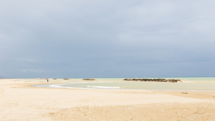 Panorama on the beach in winter time