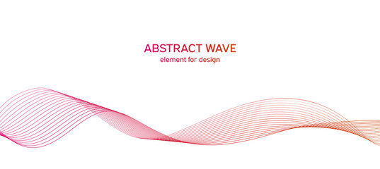Fototapeta premium Abstract colorfull wave element for design. Digital frequency track equalizer. Stylized line art background.Vector illustration.Wave with lines created using blend tool.Curved wavy line, smooth stripe