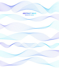 Abstract colorfull wave element for design. Digital frequency track equalizer. Stylized line art background.Vector illustration.Wave with lines created using blend tool.Curved wavy line, smooth stripe