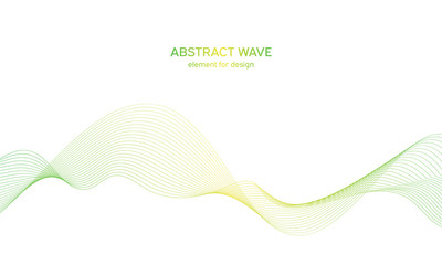 Abstract colorfull wave element for design. Digital frequency track equalizer. Stylized line art background.Vector illustration.Wave with lines created using blend tool.Curved wavy line, smooth stripe