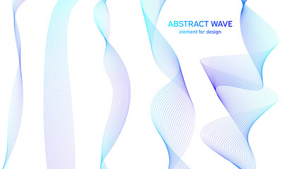 Abstract colorfull wave element for design. Digital frequency track equalizer. Stylized line art background.Vector illustration.Wave with lines created using blend tool.Curved wavy line, smooth stripe