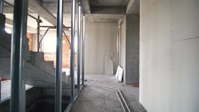 construction site interior. unfinished residential building