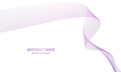 Fototapeta premium Abstract colorfull wave element for design. Digital frequency track equalizer. Stylized line art background.Vector illustration.Wave with lines created using blend tool.Curved wavy line, smooth stripe