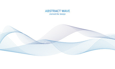 Abstract colorfull wave element for design. Digital frequency track equalizer. Stylized line art background.Vector illustration.Wave with lines created using blend tool.Curved wavy line, smooth stripe